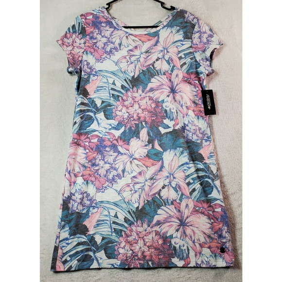 Ideology Shirt Dress Womens Small Multi Floral Polyester Short Sleeve Round Neck - Picture 1 of 11